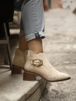 Botim Bege De Salto Para Mulher Tania 12