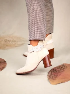 Botim Bege Salto Alto Para Mulher Cecilia 16