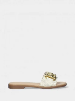 Chinelo Dourado Raso Para Mulher Luca 09
