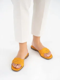 Chinelo Salto Raso Laranja Para Mulher Luca 05