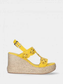 Sandalia Amarelas De Cunha Alta Para Mulher Paula 02