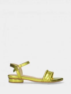 Sandalia Amarelo Salto Raso Para Mulher Cassia 09