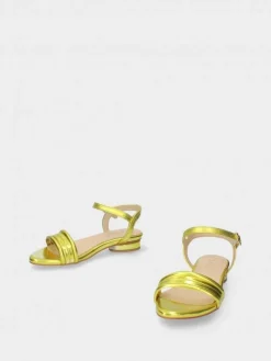 Sandalia Amarelo Salto Raso Para Mulher Cassia 09