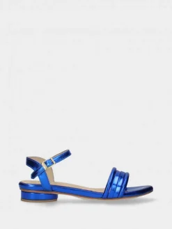 Sandalia Azul Salto Raso Para Mulher Cassia 09