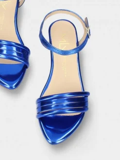 Sandalia Azul Salto Raso Para Mulher Cassia 09