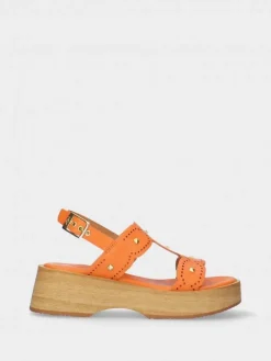 Sandalia Laranja Com Cunha Baixa Lucia 02