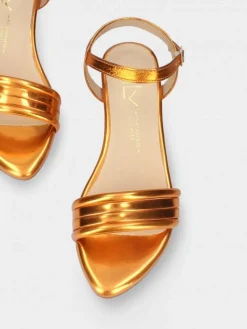 Sandalia Laranja Salto Raso Para Mulher Cassia 09