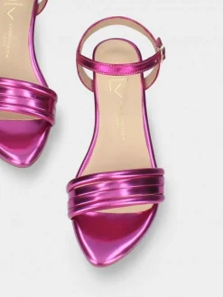 Sandalia Rosa Salto Raso Para Mulher Cassia 09