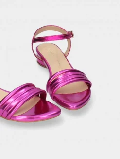 Sandalia Rosa Salto Raso Para Mulher Cassia 09