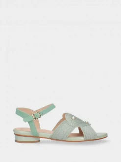 Sandalia Salto Raso Verde Para Mulher Cassia 06