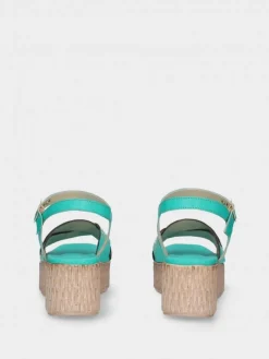 Sandalia Turquesa Com Cunha Para Mulher Debora 10