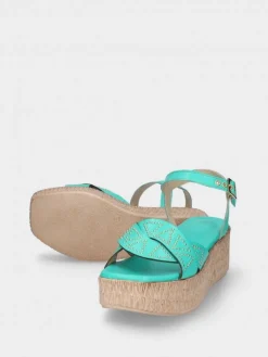 Sandalia Turquesa Com Cunha Para Mulher Debora 10