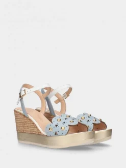 Sandálias Com Cunha Alta Azuis Para Mulher Poly33