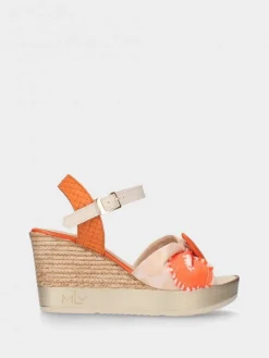 Sandálias Com Cunha Alta Laranja Para Mulher Poly29