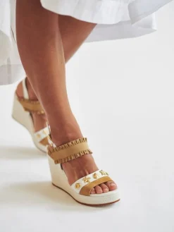 Sandálias De Cunha Alta Camel Para Mulher Megan28