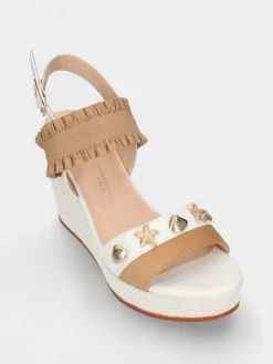 Sandálias De Cunha Alta Camel Para Mulher Megan28