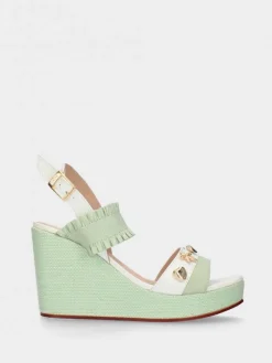 Sandálias De Cunha Alta Verdes Para Mulher Megan28