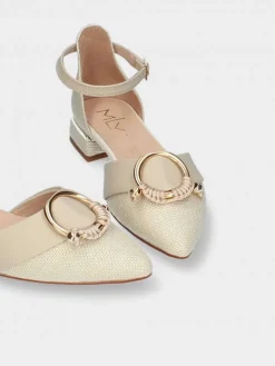 Sapato Salto Raso Bege Para Mulher Lea 64